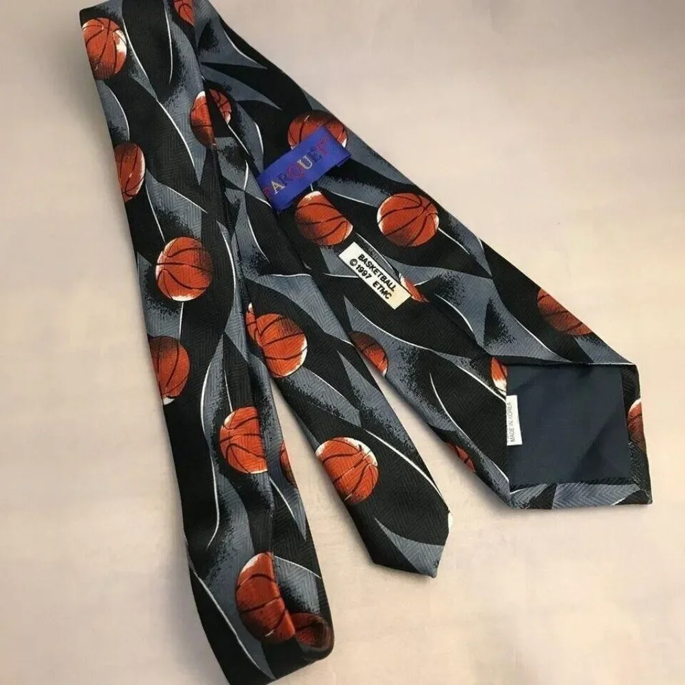 #1208 VTG PARQUET NECKTIE 1997 BASKETBALL THEME NECKTIE  48X3